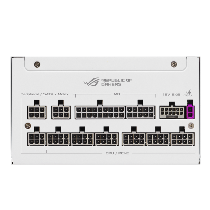 A large main feature product image of ASUS ROG Strix 1000W Platinum PCIe 5.0 ATX Modular PSU - White