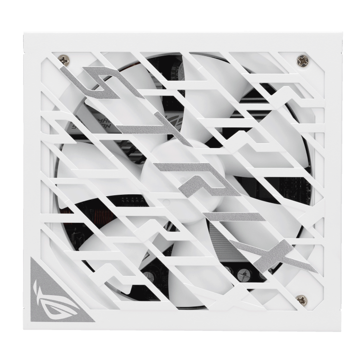 A large main feature product image of ASUS ROG Strix 1000W Platinum PCIe 5.0 ATX Modular PSU - White