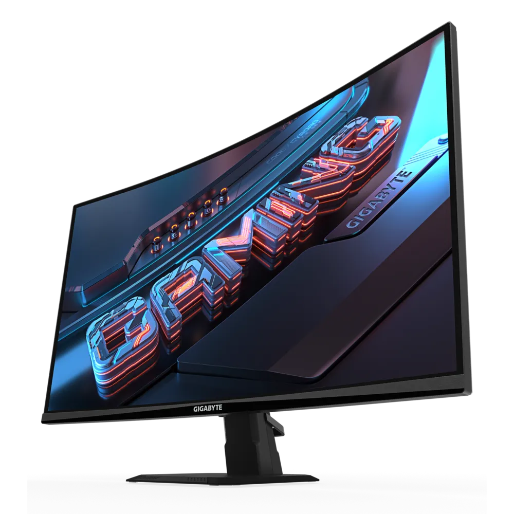 A large main feature product image of Gigabyte GS27QCA - 27" Curved 1440p 180Hz VA Gaming Monitor