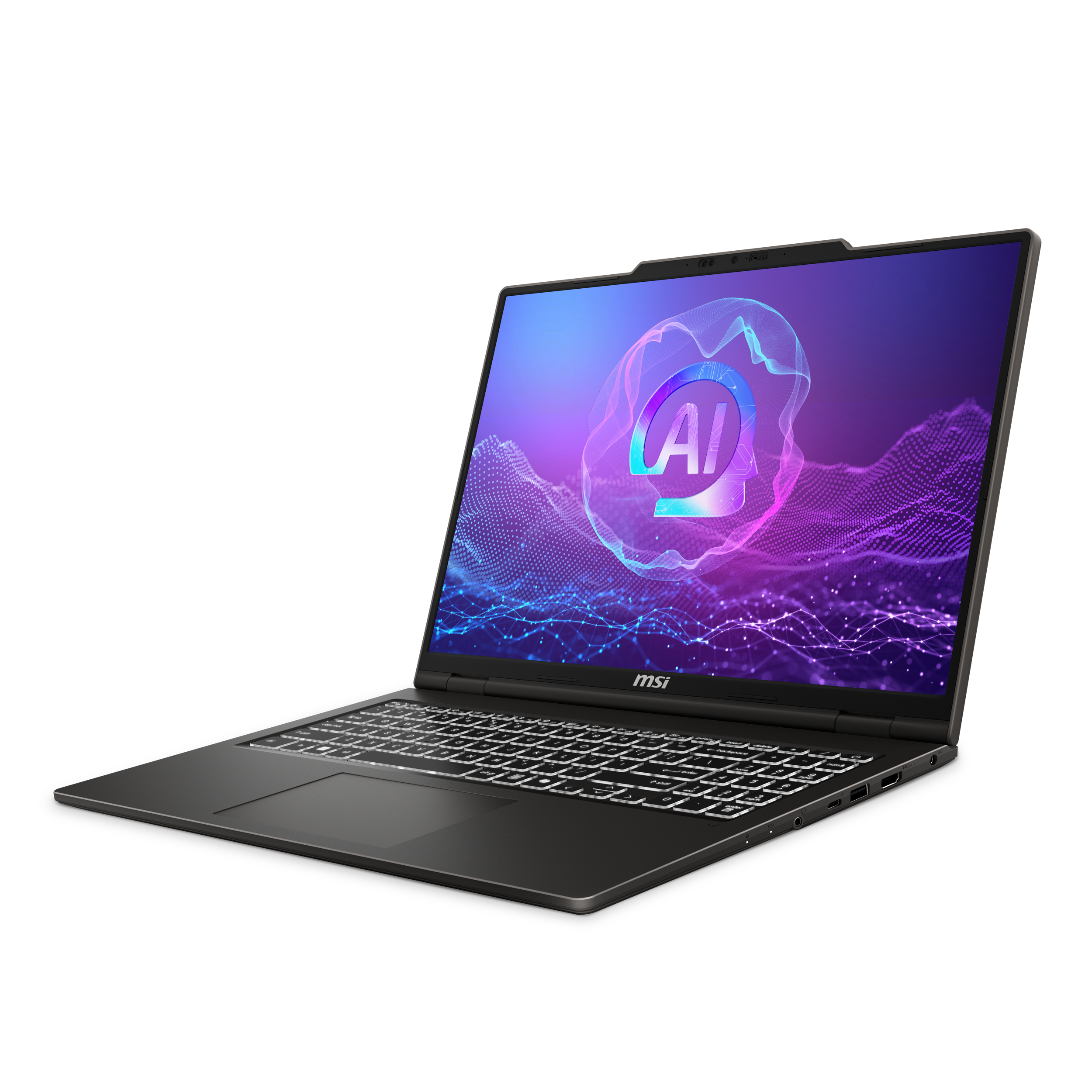 A large main feature product image of MSI Venture A16 AI+ (A3H) - 16" 120Hz, Ryzen AI 7 350, 16GB/512GB - Win 11 Gaming Notebook