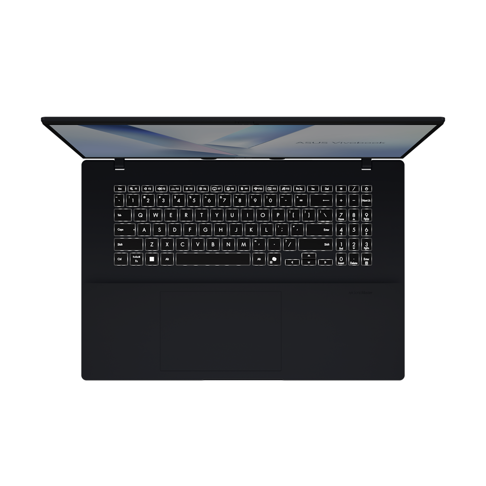 A large main feature product image of ASUS Vivobook 18 (M1807) - 18" Ryzen 7 260, 16GB/1TB - Win 11 AI Notebook