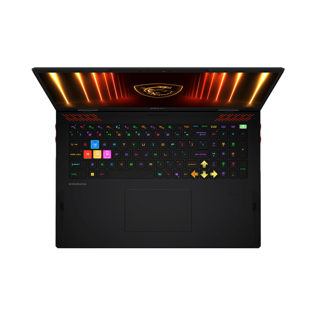 A large main feature product image of MSI Raider A18 HX (A9W) - 18" 4K 120Hz, Ryzen 9 9955HX3D, RTX 5080, 64GB/2TB - Win 11 Pro Gaming Notebook