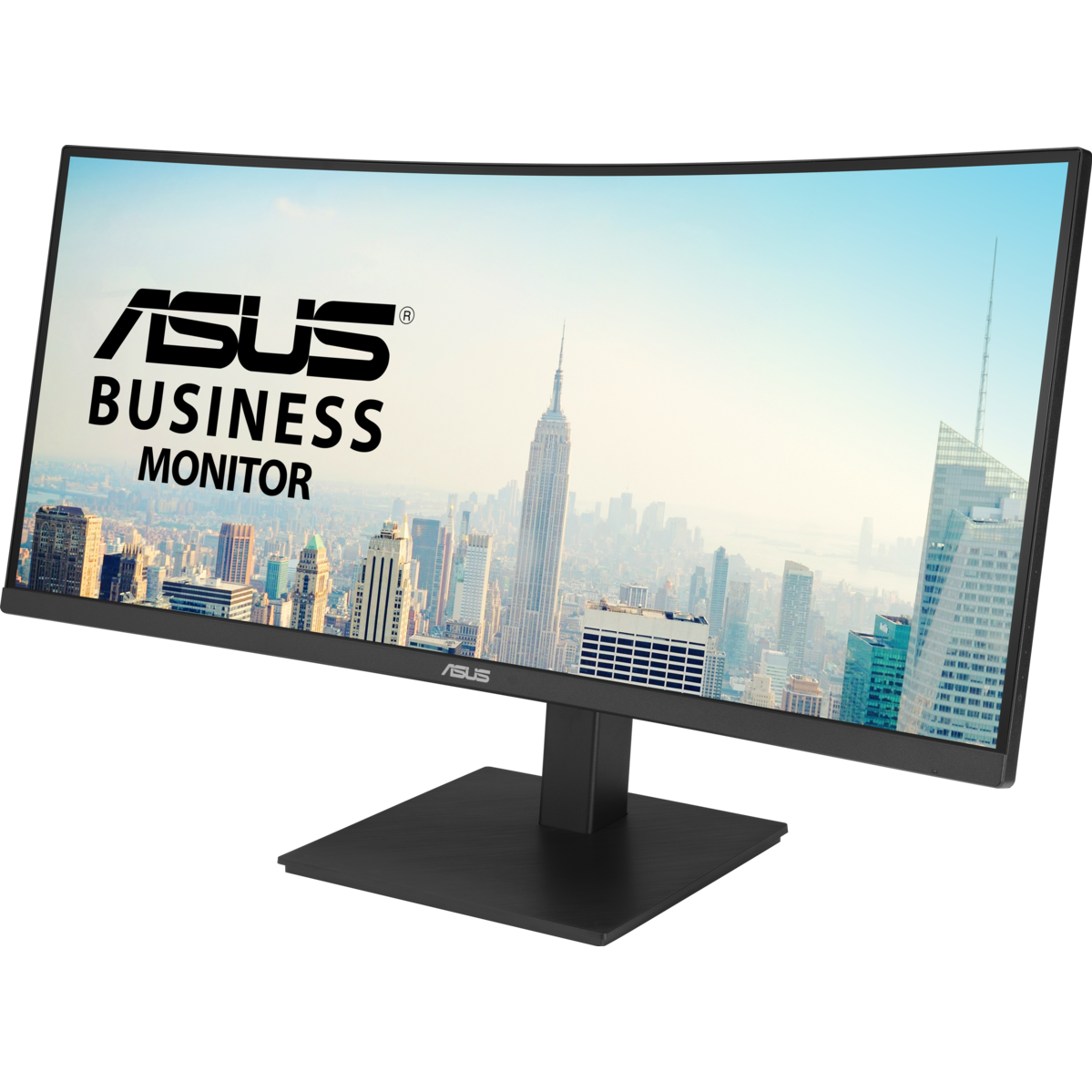 A large main feature product image of ASUS VA34VCPSR - 34" Curved 1440p 100Hz VA Monitor