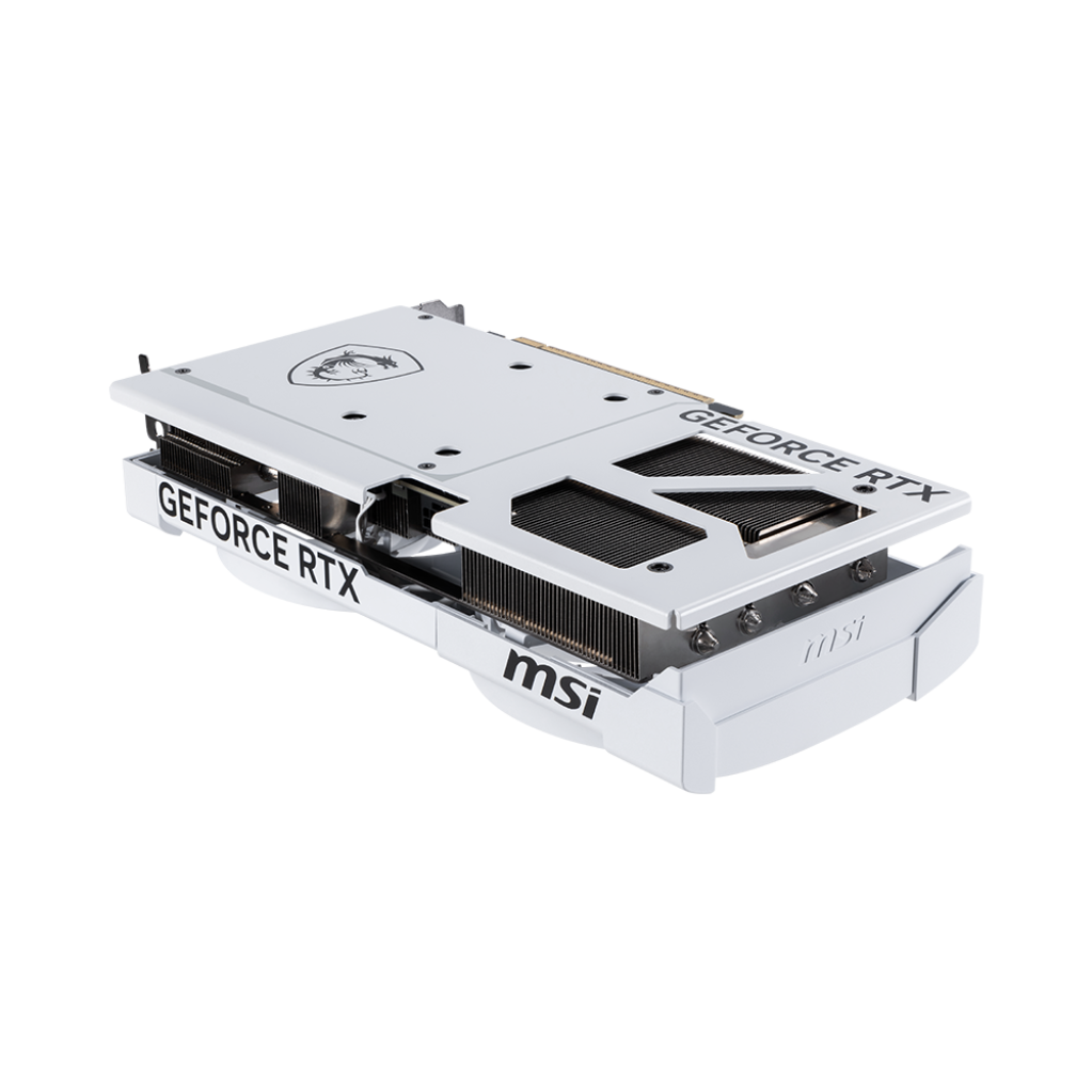 A large main feature product image of MSI GeForce RTX 5070 Ventus 2X OC 12GB GDDR7 - White