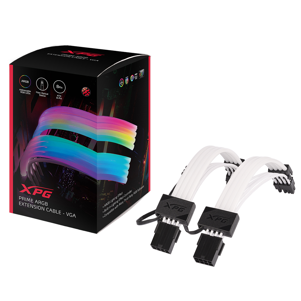 A large main feature product image of ADATA XPG Prime 8-Pin ARGB Extension Cable