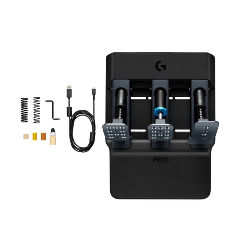A large main feature product image of Logitech G PRO Racing Pedals