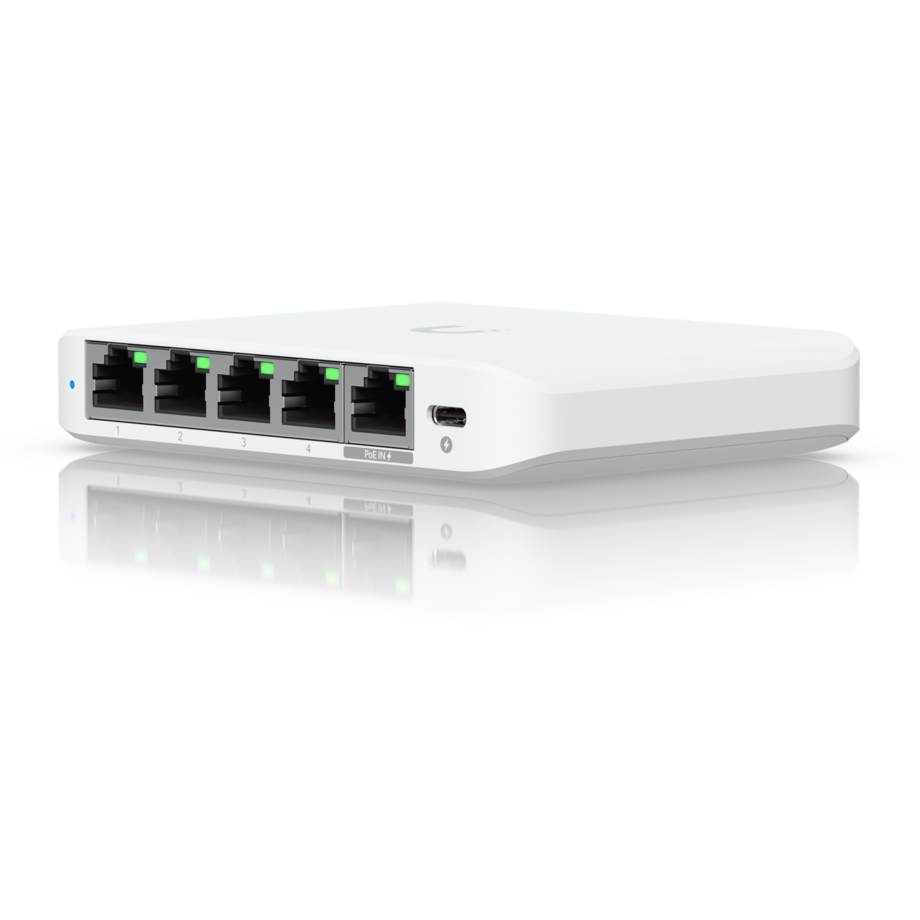 A large main feature product image of Ubiquiti Flex Mini 2.5GbE 5-port PoE Switch
