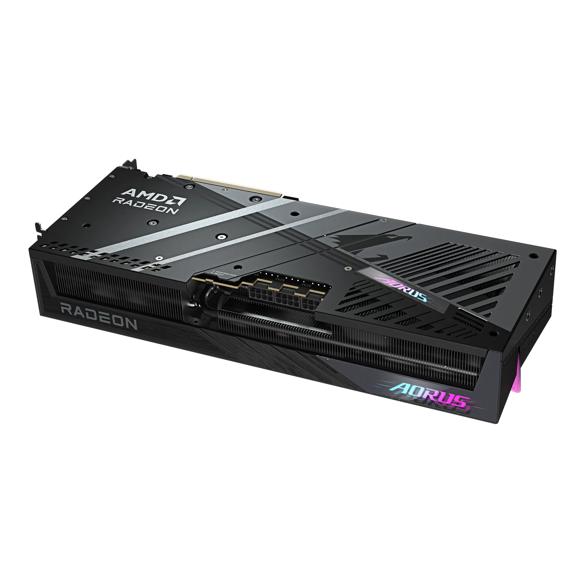 A large main feature product image of Gigabyte AORUS Radeon RX 9070 XT ELITE 16GB GDDR6