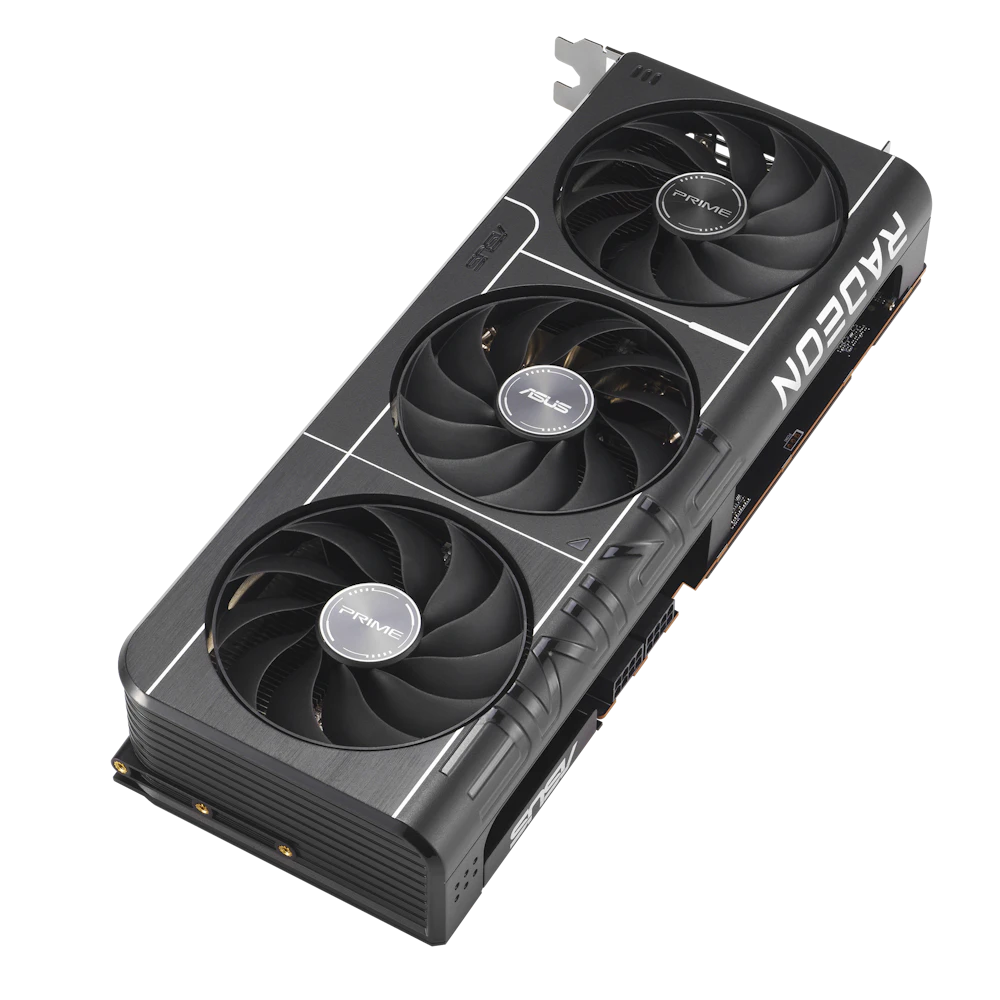 A large main feature product image of ASUS Radeon RX 9070 Prime OC 16GB GDDR6