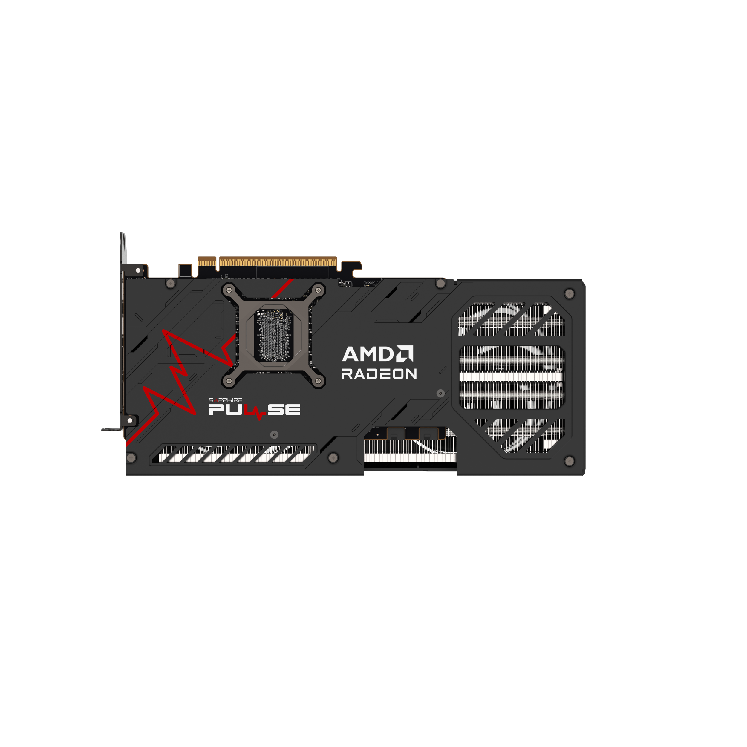 A large main feature product image of SAPPHIRE PULSE Radeon RX 9070 16GB GDDR6