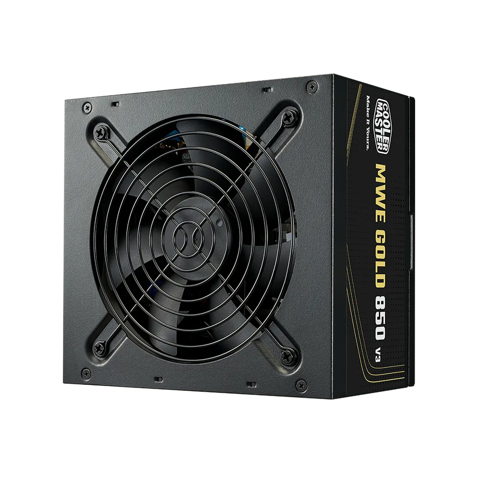 A large main feature product image of Cooler Master MWE V3 850W Gold ATX 3.1 PSU