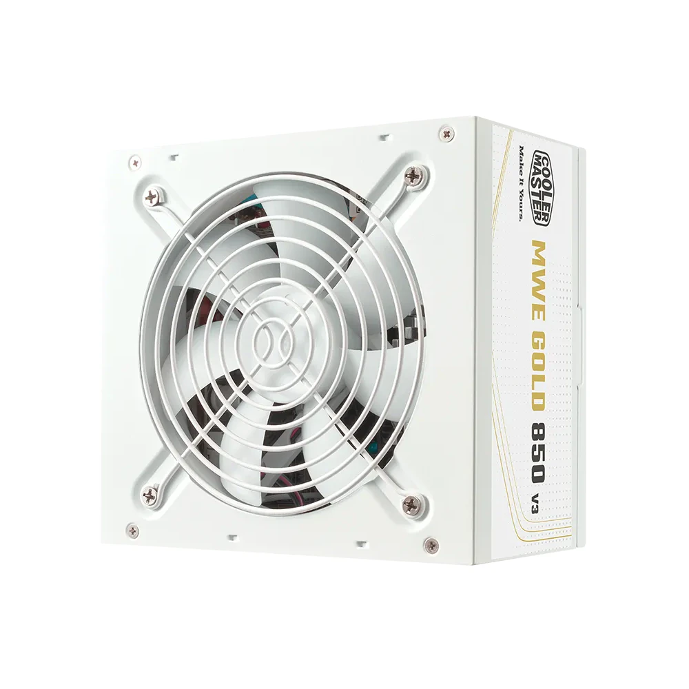 A large main feature product image of Cooler Master MWE V3 850W Gold ATX 3.1 PSU (White)