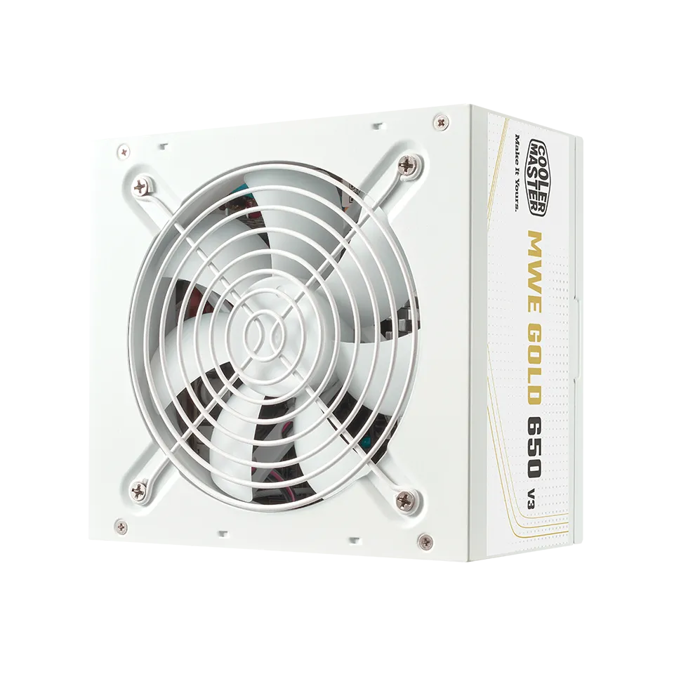 A large main feature product image of Cooler Master MWE V3 650W Gold ATX 3.1 PSU (White)