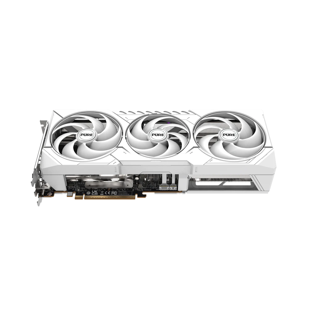 A large main feature product image of SAPPHIRE PURE Radeon RX 9070 XT 16GB GDDR6