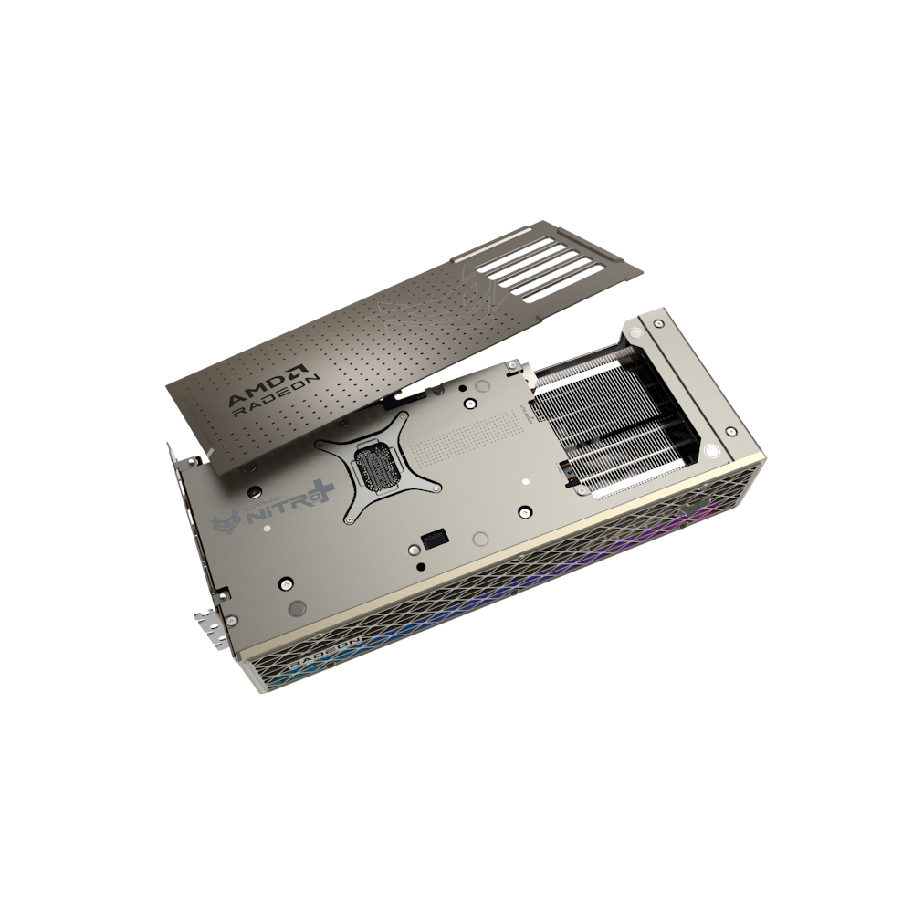 A large main feature product image of SAPPHIRE NITRO+ Radeon RX 9070 XT 16GB GDDR6