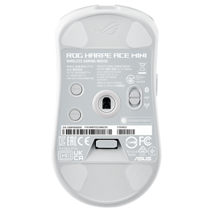 A large main feature product image of ASUS ROG Harpe Ace Mini Wireless Gaming Mouse - White