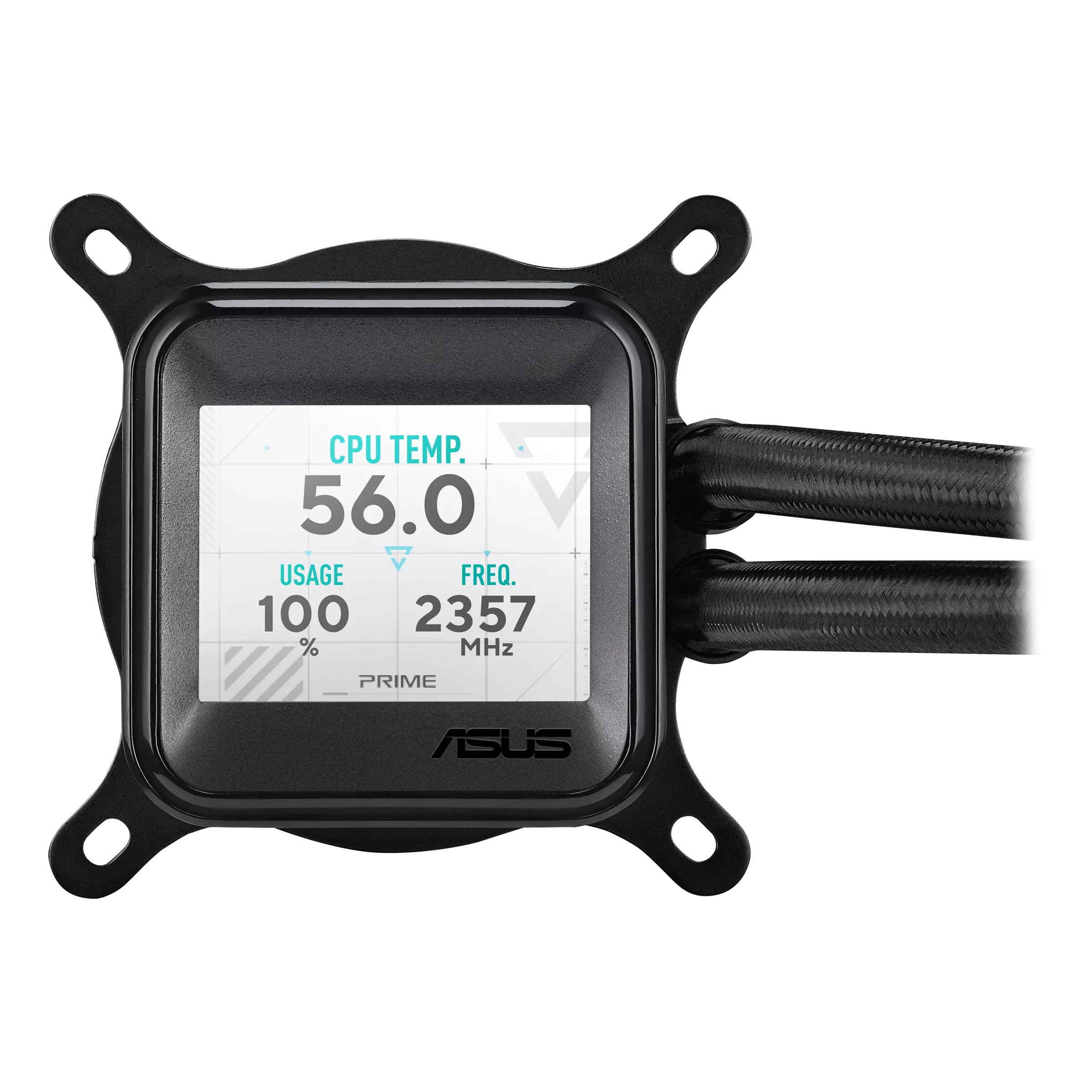 A large main feature product image of ASUS PRIME LC 360 LCD ARGB 360mm AIO Liquid CPU Cooler