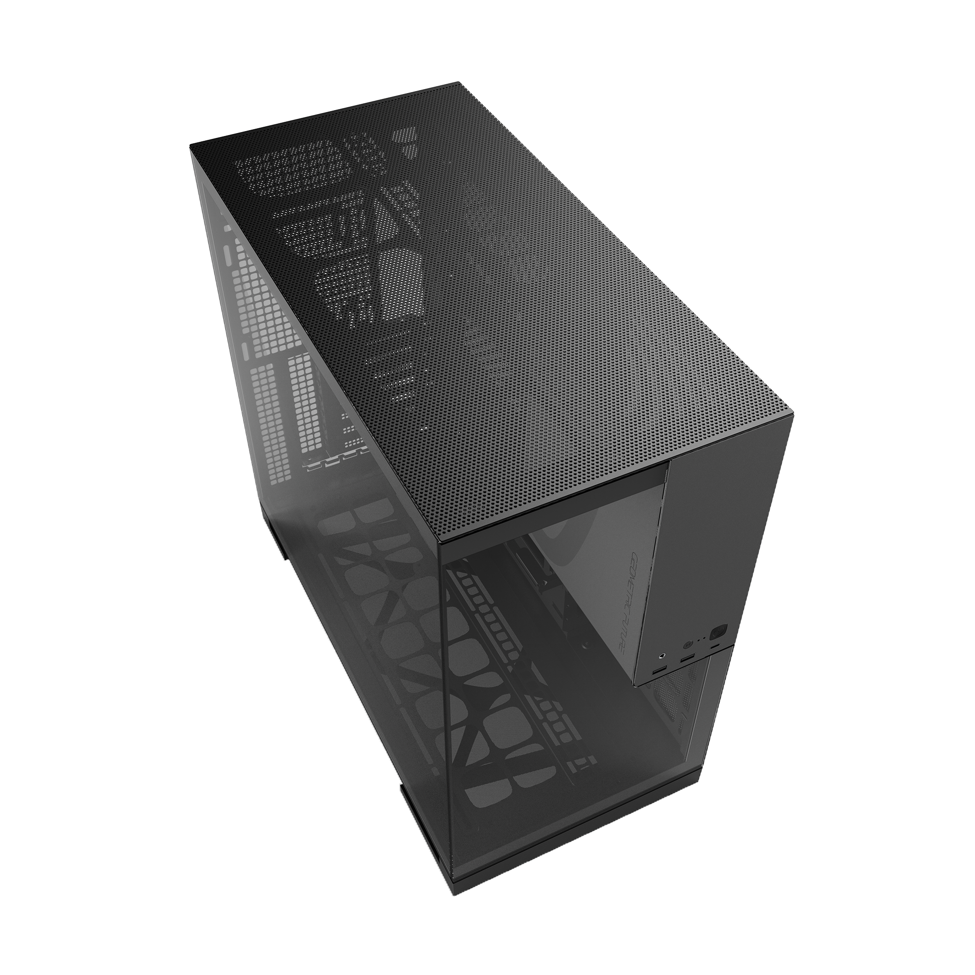 A large main feature product image of Geometric Future Model 5 - Mid Tower Glass Case (Black/Grey)