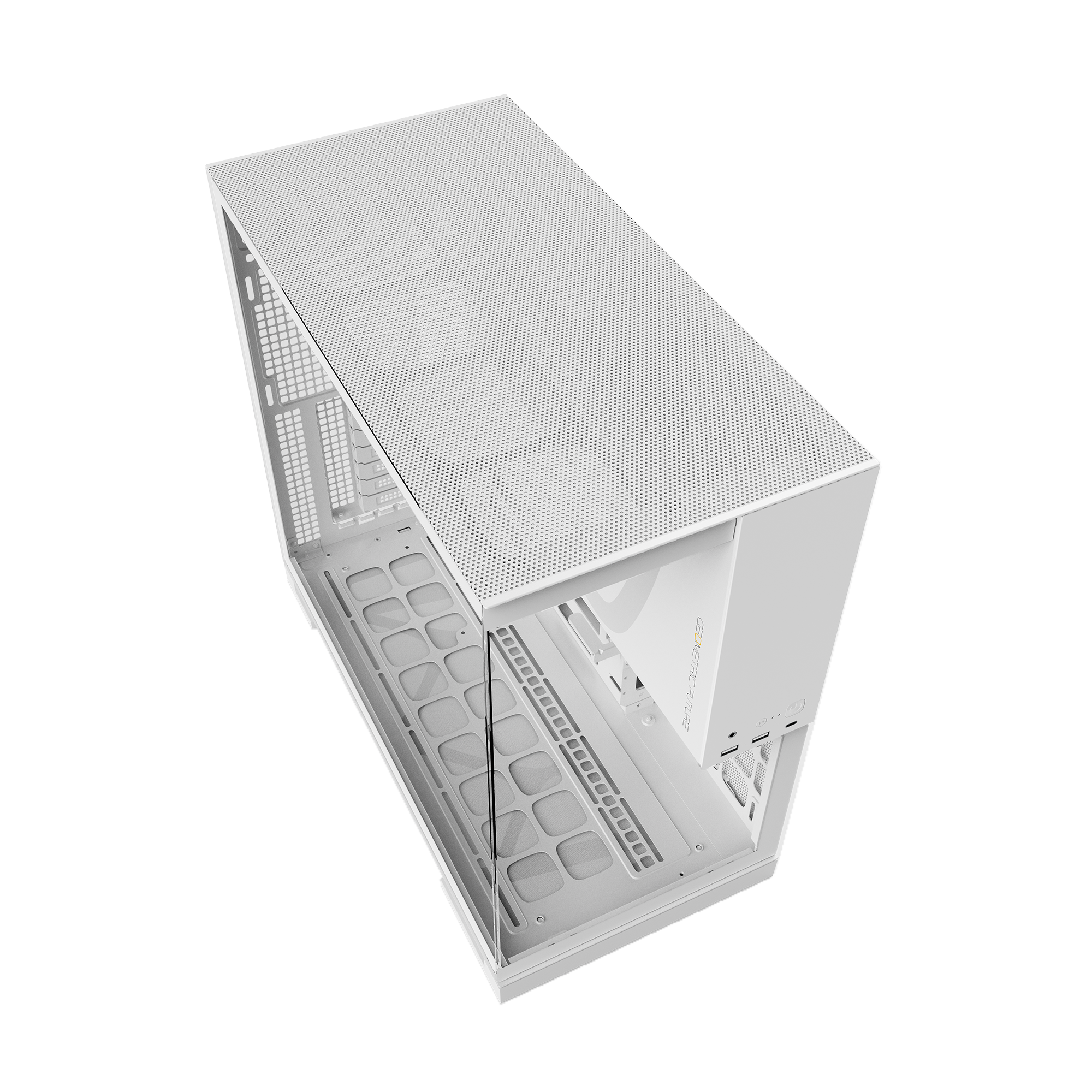 A large main feature product image of Geometric Future Model 5 - Mid Tower Glass Case (White)