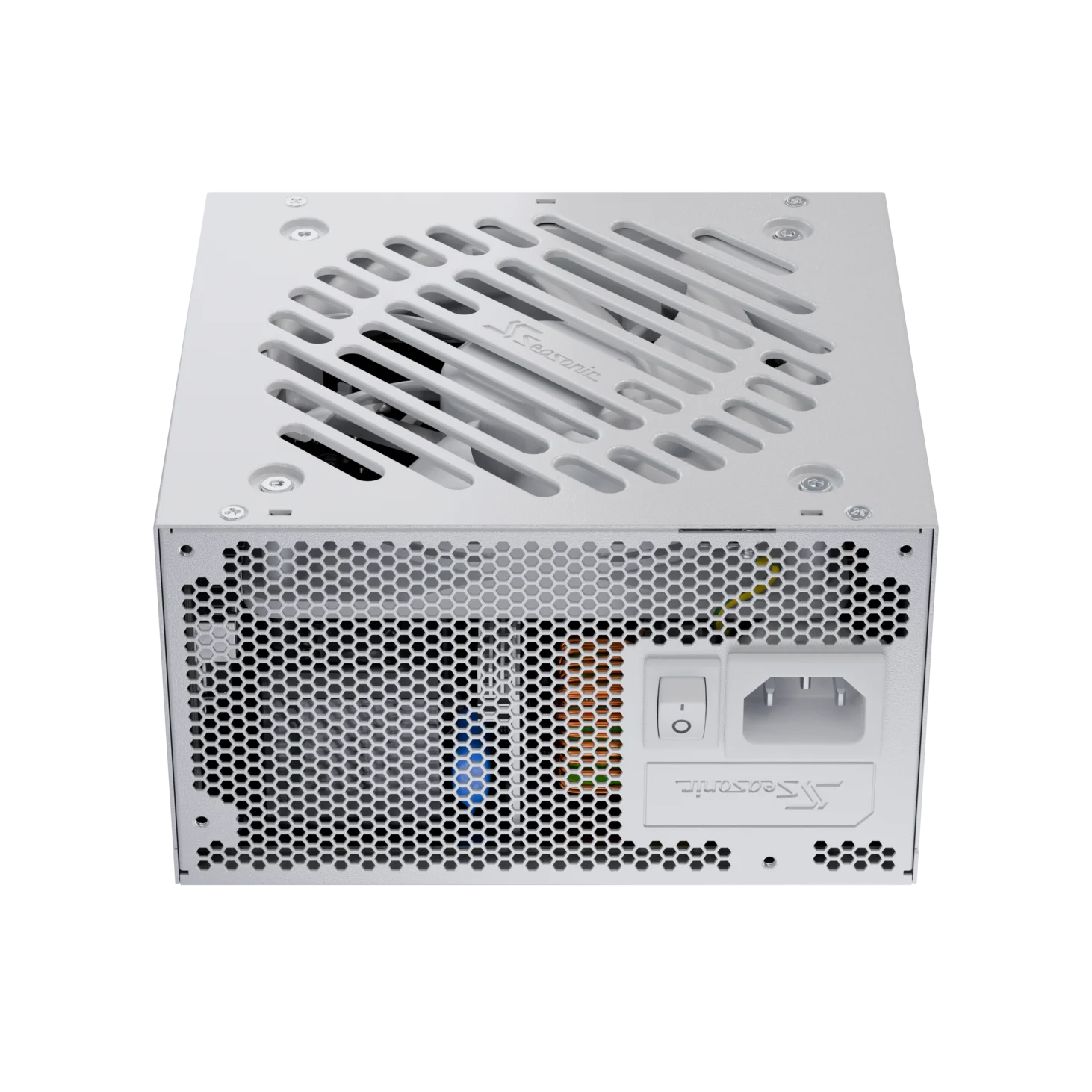 A large main feature product image of Seasonic CORE GX 750W Gold PCIe 5.1 ATX 3.1 Modular PSU (White)