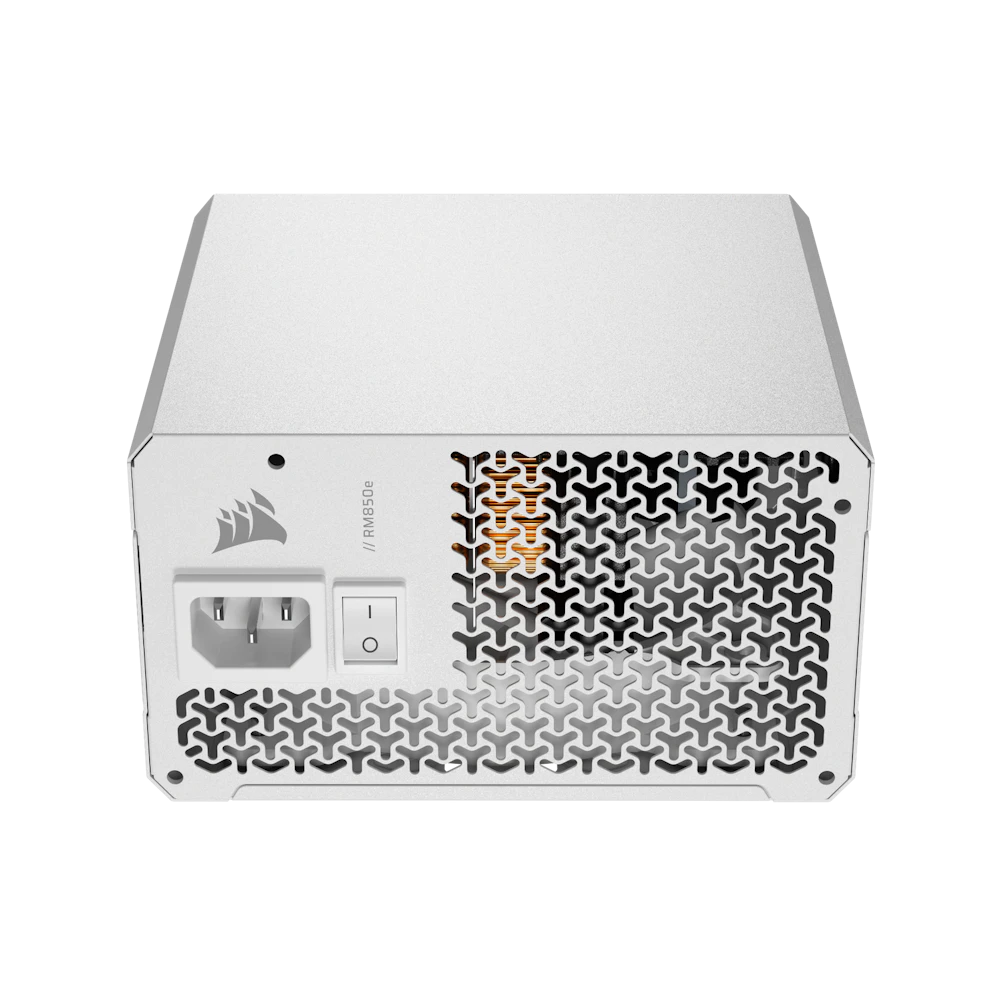 A large main feature product image of Corsair RM850e - 850W Gold ATX 3.1 Modular PSU (White)