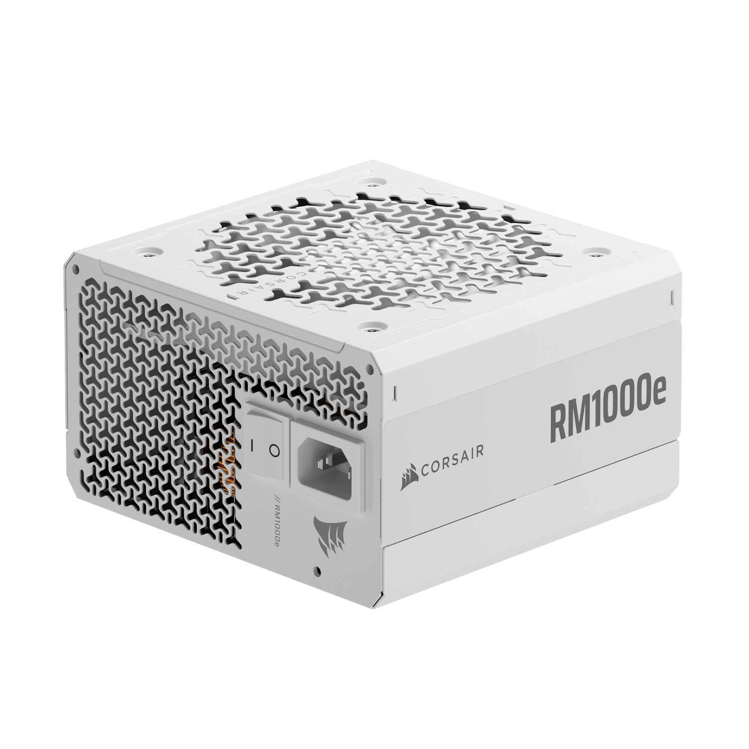 A large main feature product image of Corsair RM1000e - 1000W Gold ATX 3.1 Modular PSU (White)