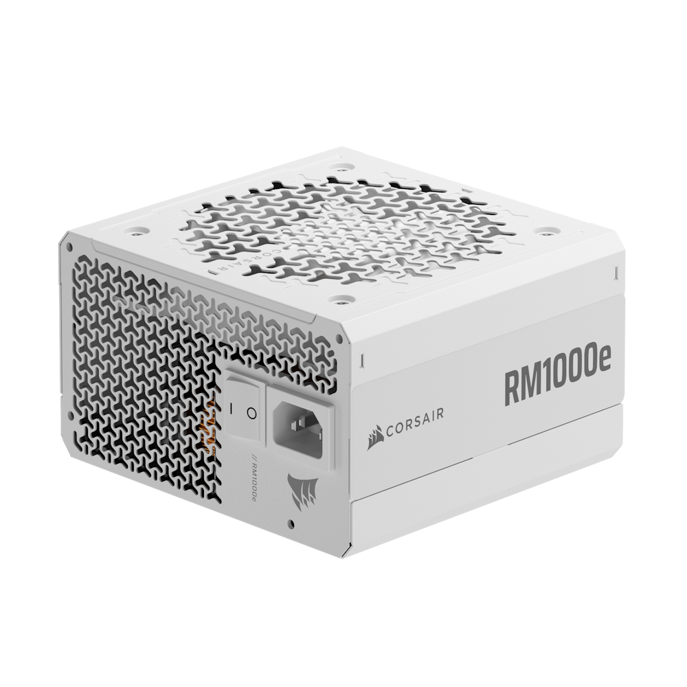 A large main feature product image of Corsair RM1000e - 1000W Gold ATX 3.1 Modular PSU (White)