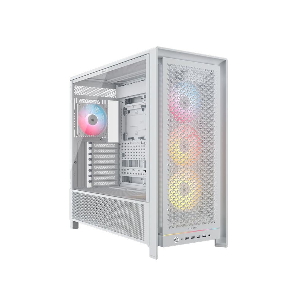 A large main feature product image of Corsair FRAME 5000D RS ARGB Modular Mid Tower Case (White)