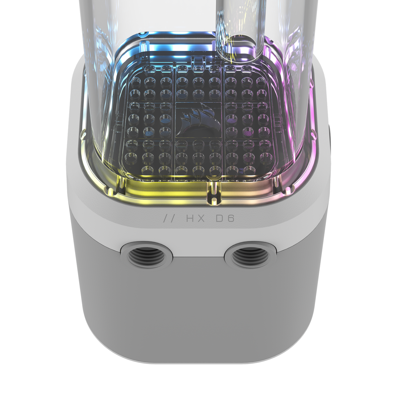 A large main feature product image of Corsair XD6 ELITE RGB Pump/Reservoir Combo (White)