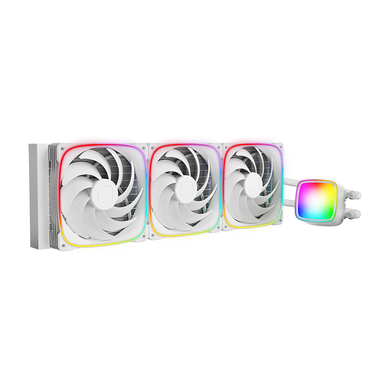 A large main feature product image of Geometric Future Eskimo Pro 420mm ARGB AIO Liquid CPU Cooler (White)
