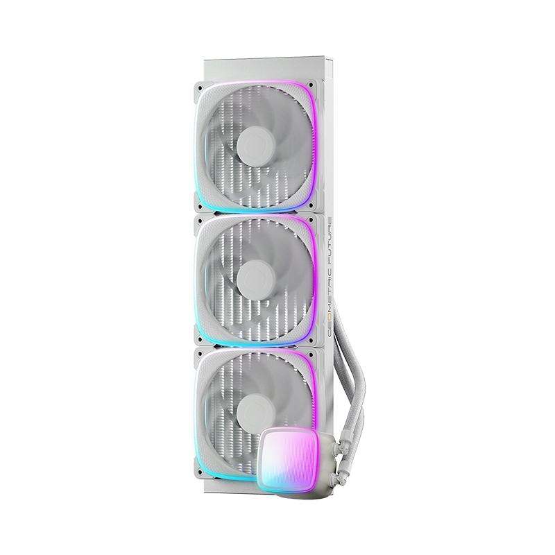 A large main feature product image of Geometric Future Eskimo Pro 420mm ARGB AIO Liquid CPU Cooler (White)