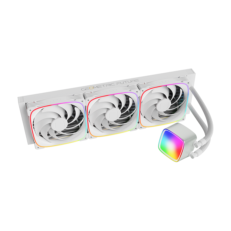 A large main feature product image of Geometric Future Eskimo Pro 420mm ARGB AIO Liquid CPU Cooler (White)