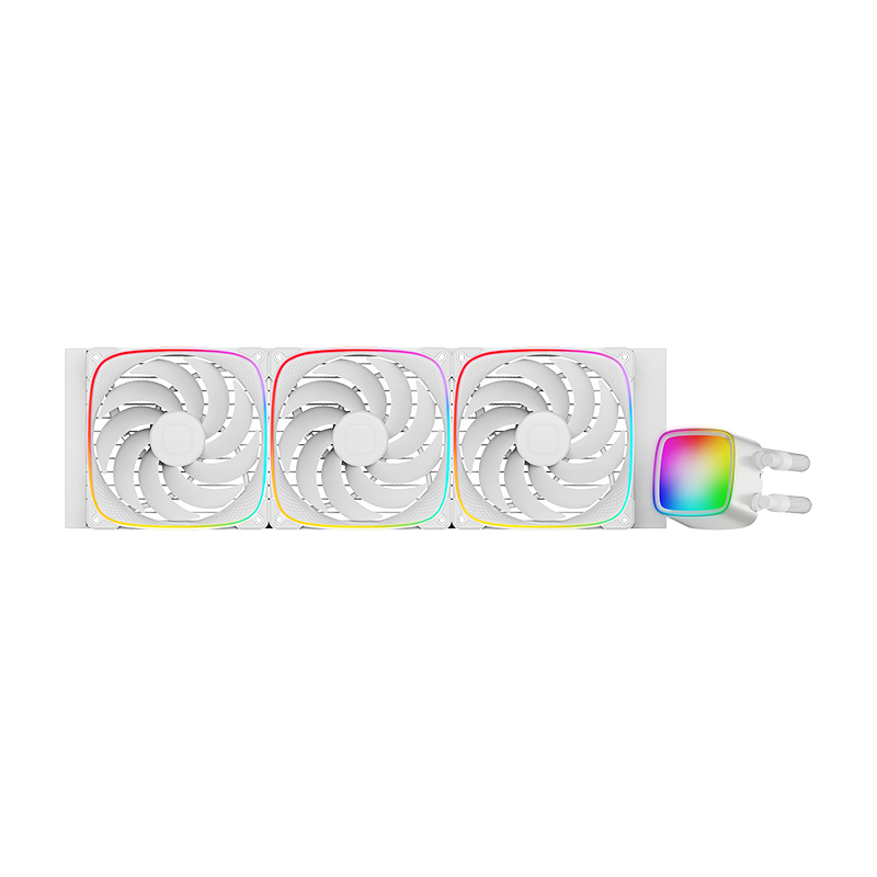 A large main feature product image of Geometric Future Eskimo Pro 420mm ARGB AIO Liquid CPU Cooler (White)