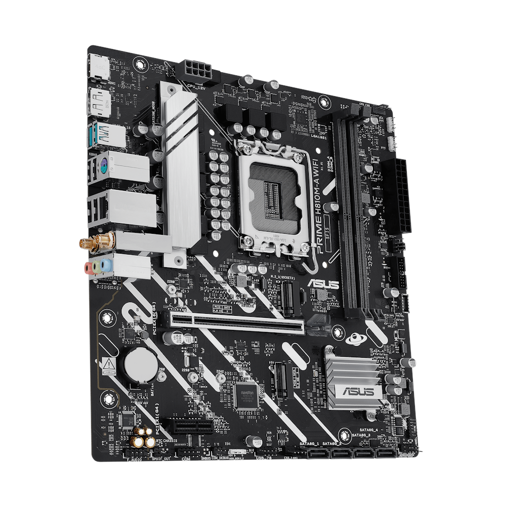 A large main feature product image of ASUS Prime H810M-A WiFi-CSM LGA1851 mATX Desktop Motherboard