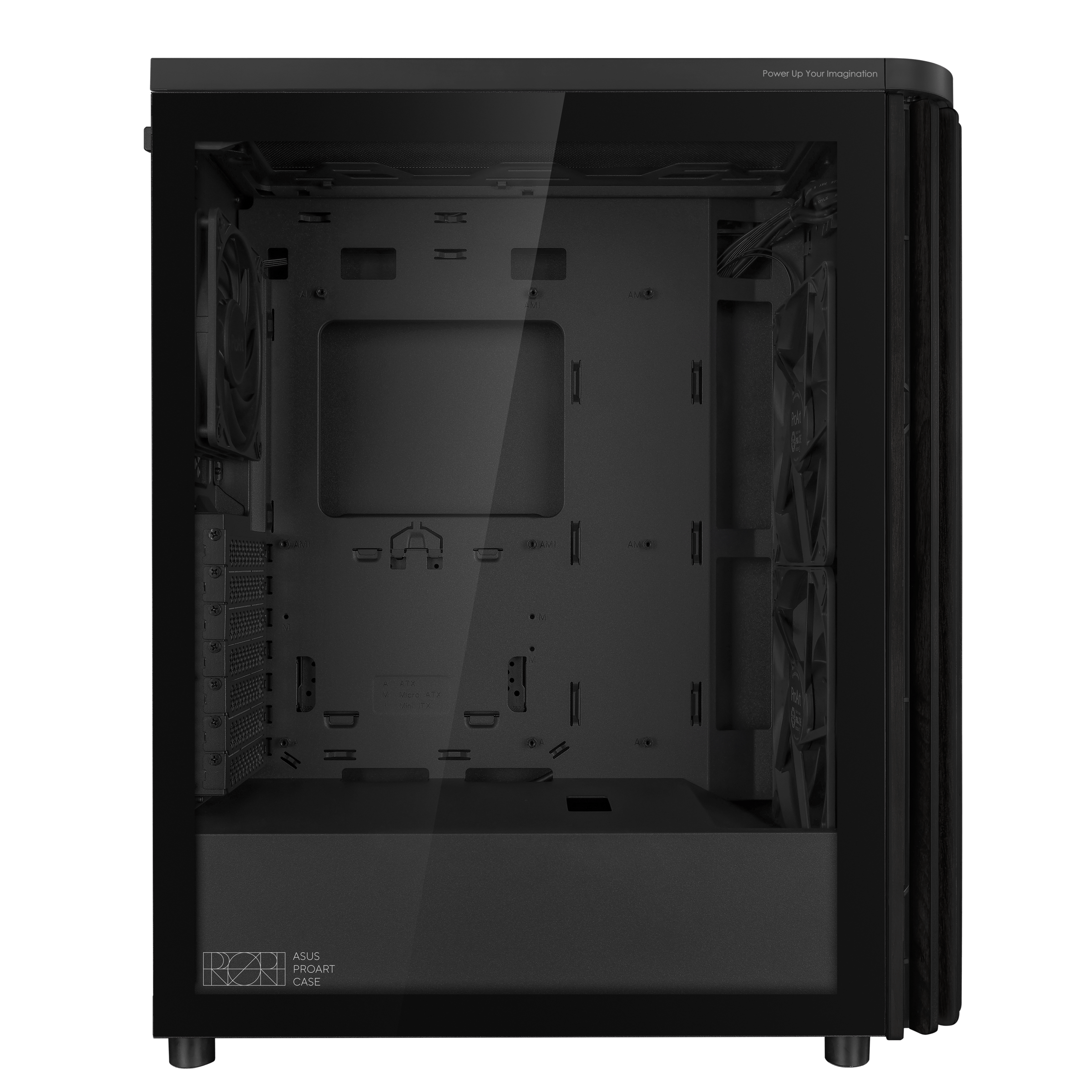 A large main feature product image of ASUS ProArt PA401 Mid Tower Case - Wood Tempered Glass