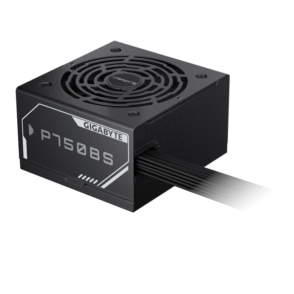 A large main feature product image of Gigabyte P750BS - 750W Bronze ATX PSU