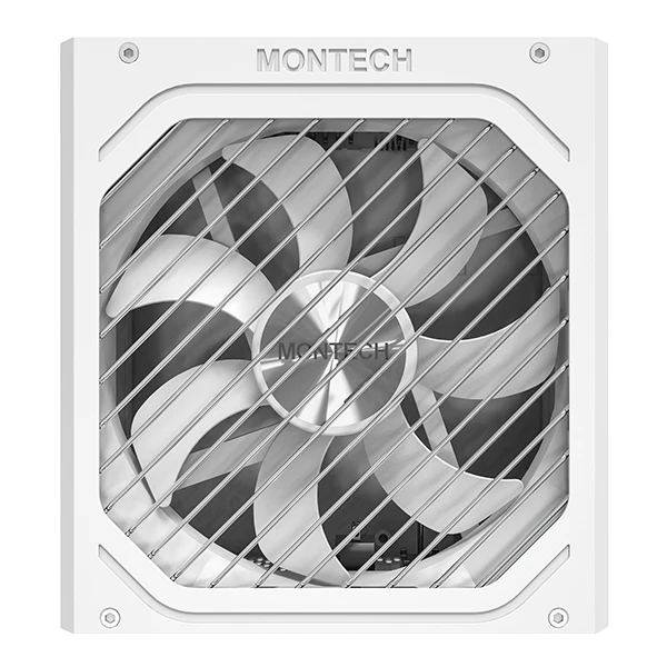 A large main feature product image of Montech TITAN PLA 1200W Platinum ATX 3.1 PCIe 5.1 Modular PSU (White)