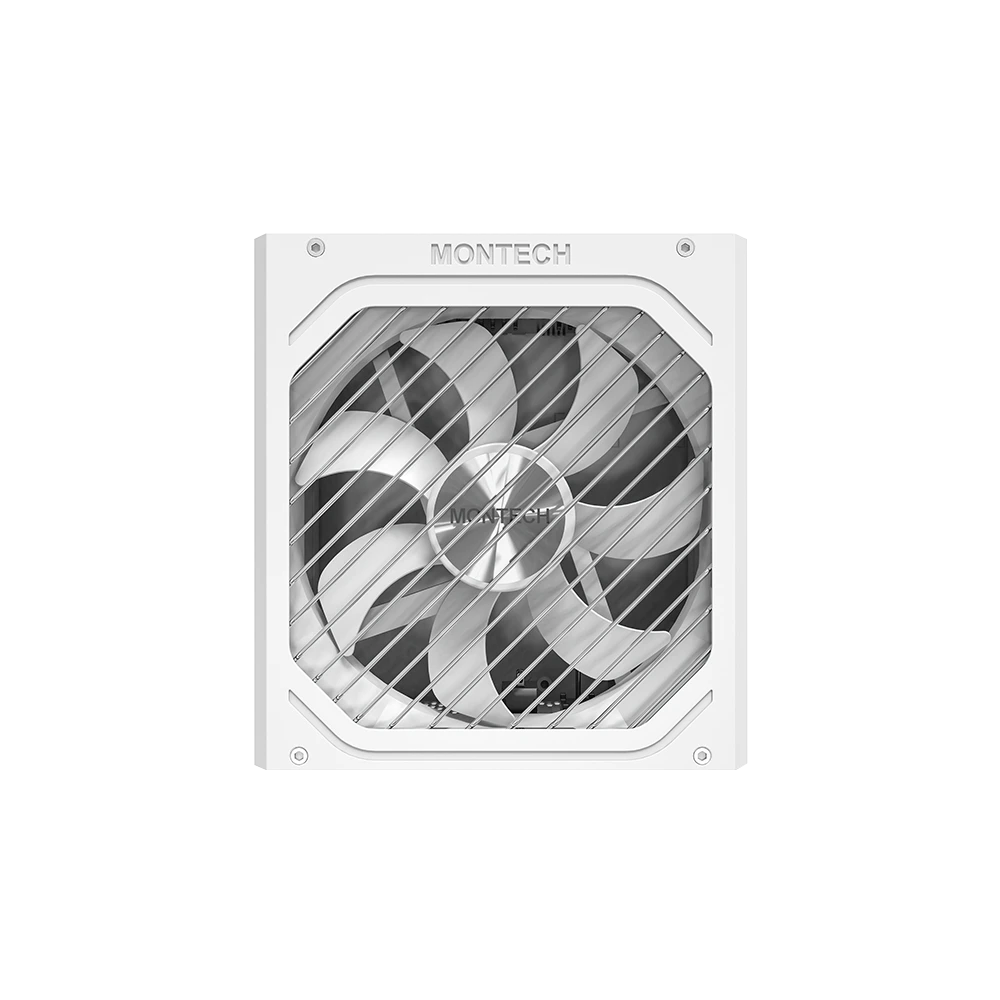 A large main feature product image of Montech TITAN PLA 1200W Platinum ATX 3.1 PCIe 5.1 Modular PSU (White)
