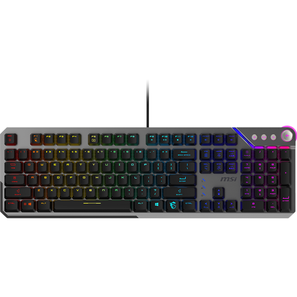 A large main feature product image of MSI Strike 600 SILENT RGB Mechanical Gaming Keyboard