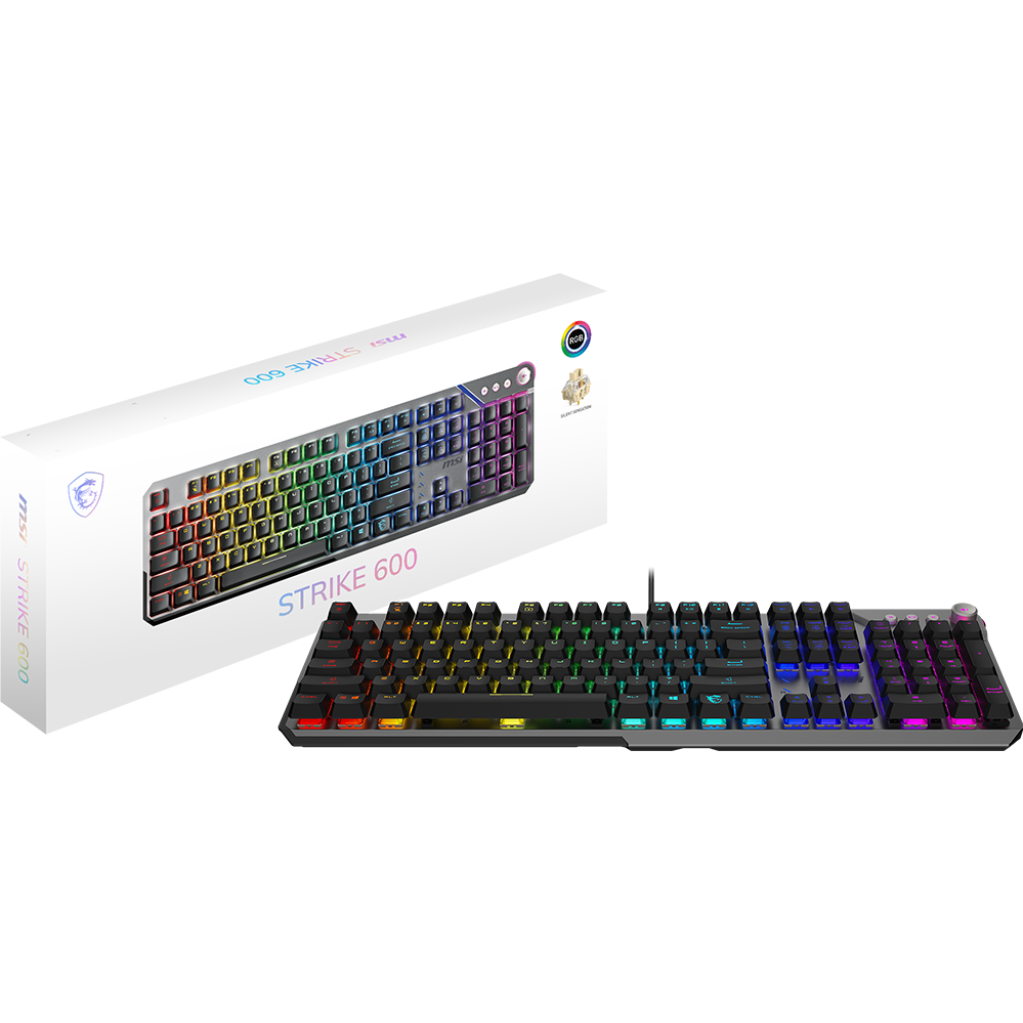 A large main feature product image of MSI Strike 600 SILENT RGB Mechanical  Gaming Keyboard