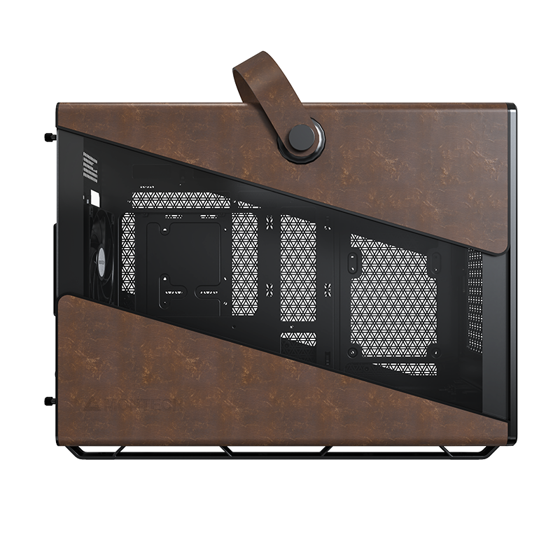 A large main feature product image of Montech Heritage PRO 41L Compact Micro Tower Case (Black/Leather)