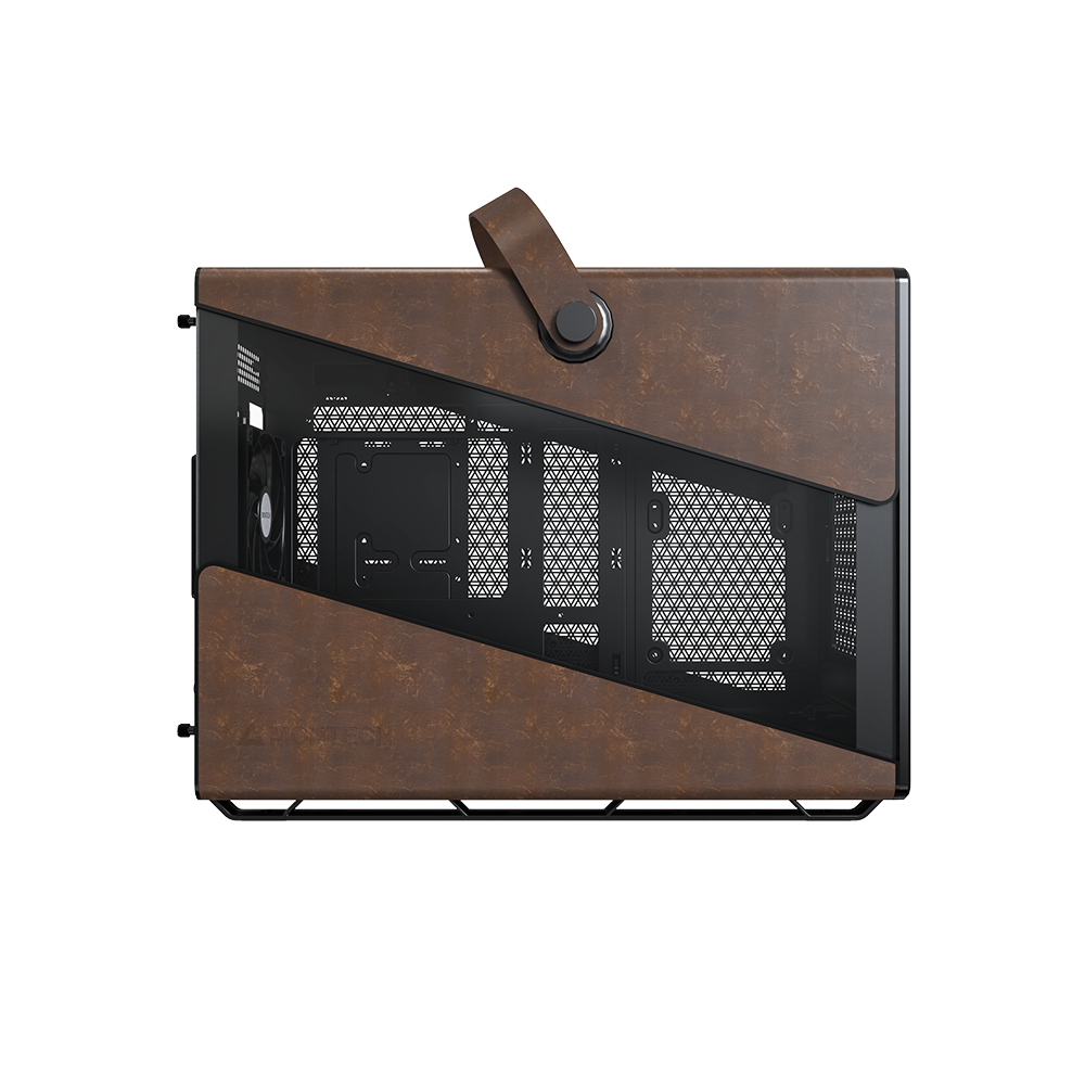 A large main feature product image of Montech Heritage PRO 41L Compact Micro Tower Case (Black/Leather)