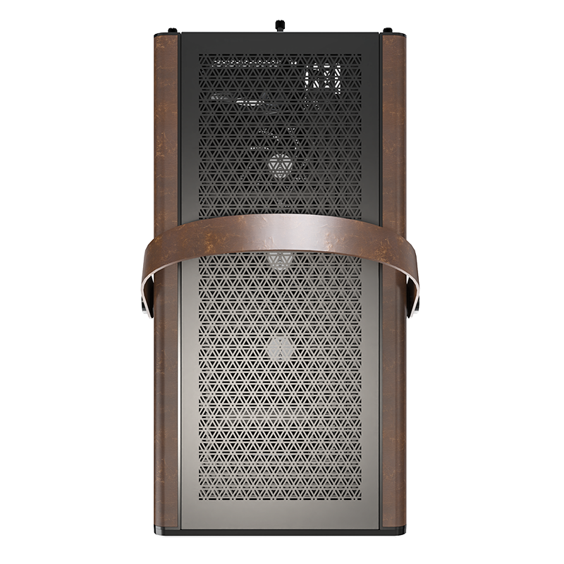A large main feature product image of Montech Heritage PRO 41L Compact Micro Tower Case (Black/Leather)