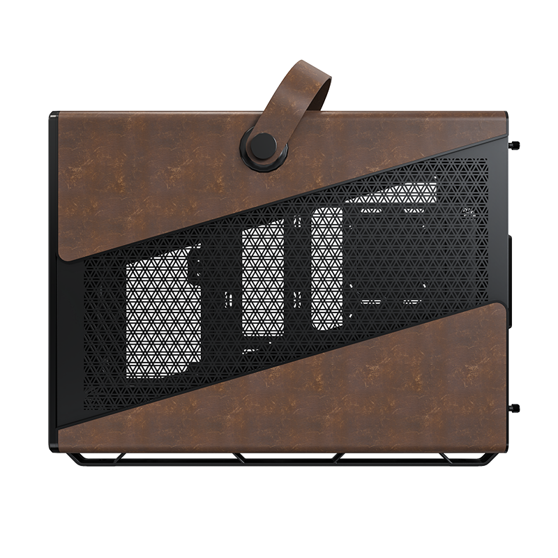 A large main feature product image of Montech Heritage PRO 41L Compact Micro Tower Case (Black/Leather)