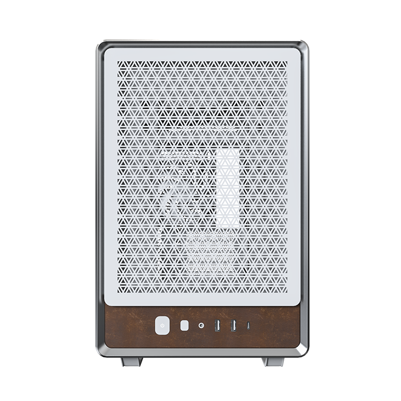 A large main feature product image of Montech Heritage PRO 41L Compact Micro Tower Case (White/Leather)