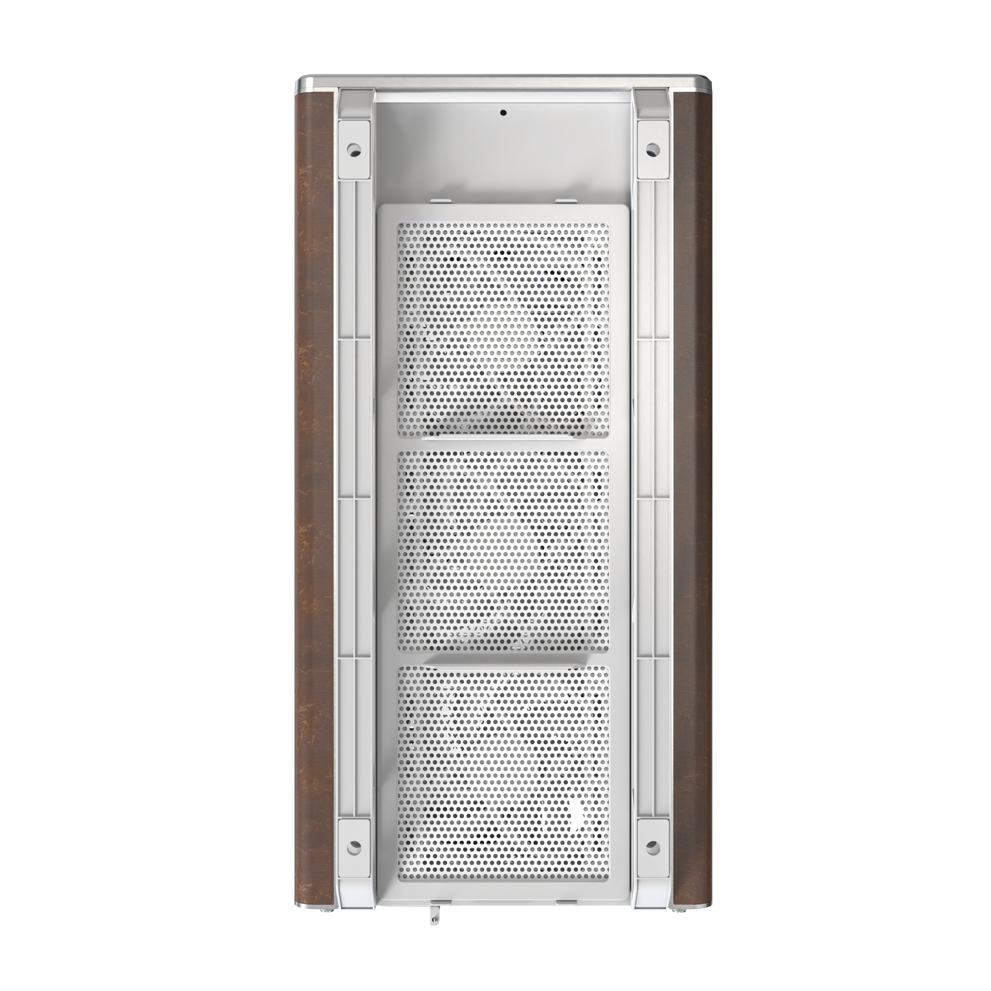 A large main feature product image of Montech Heritage PRO 41L Compact Micro Tower Case (White/Leather)