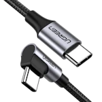 A small tile product image of UGREEN USB 2.0 Type-C to Type-C 90 Degree 60W PD Braided Cable (3m)