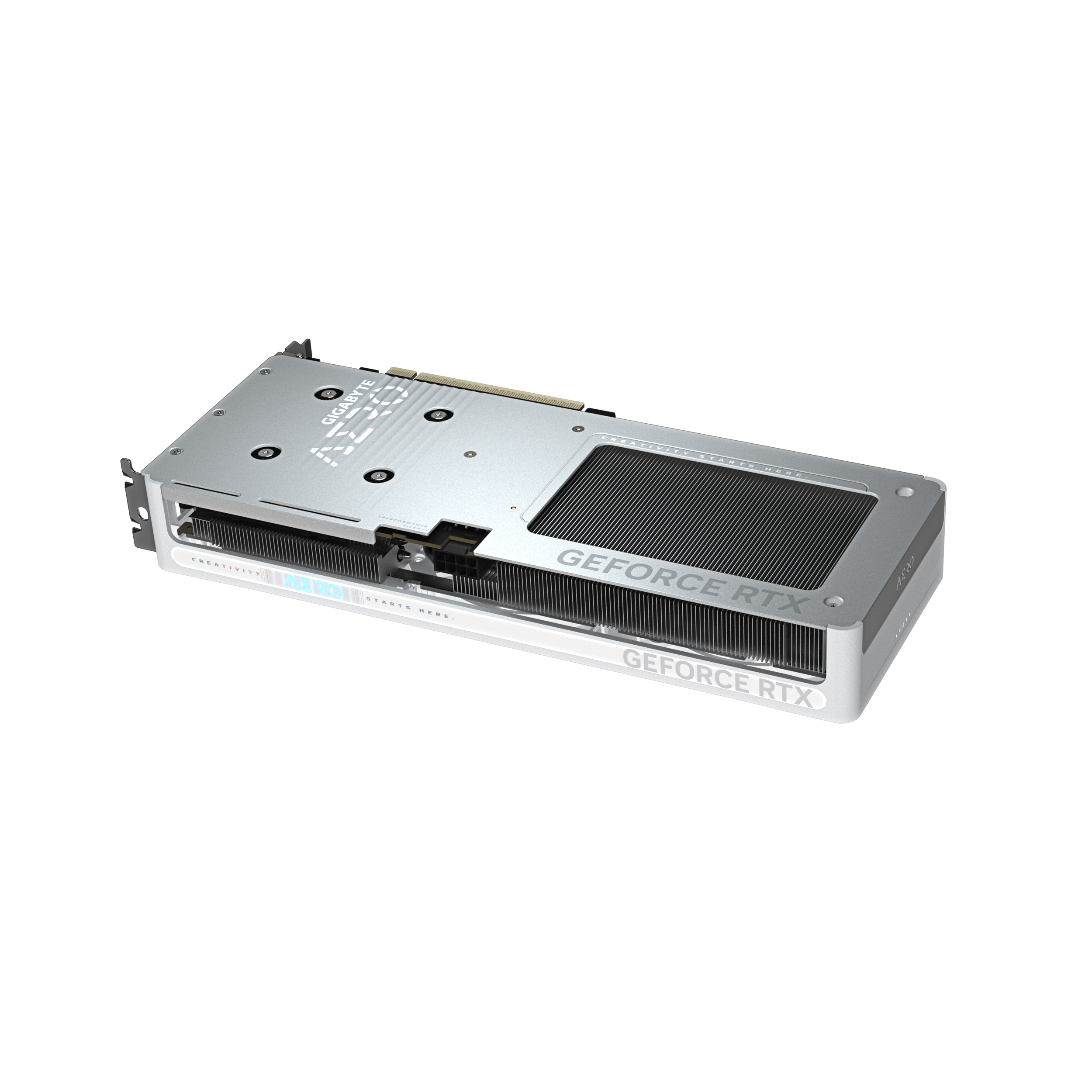 A large main feature product image of Gigabyte GeForce RTX 5060 Ti Aero White OC 16GB GDDR7