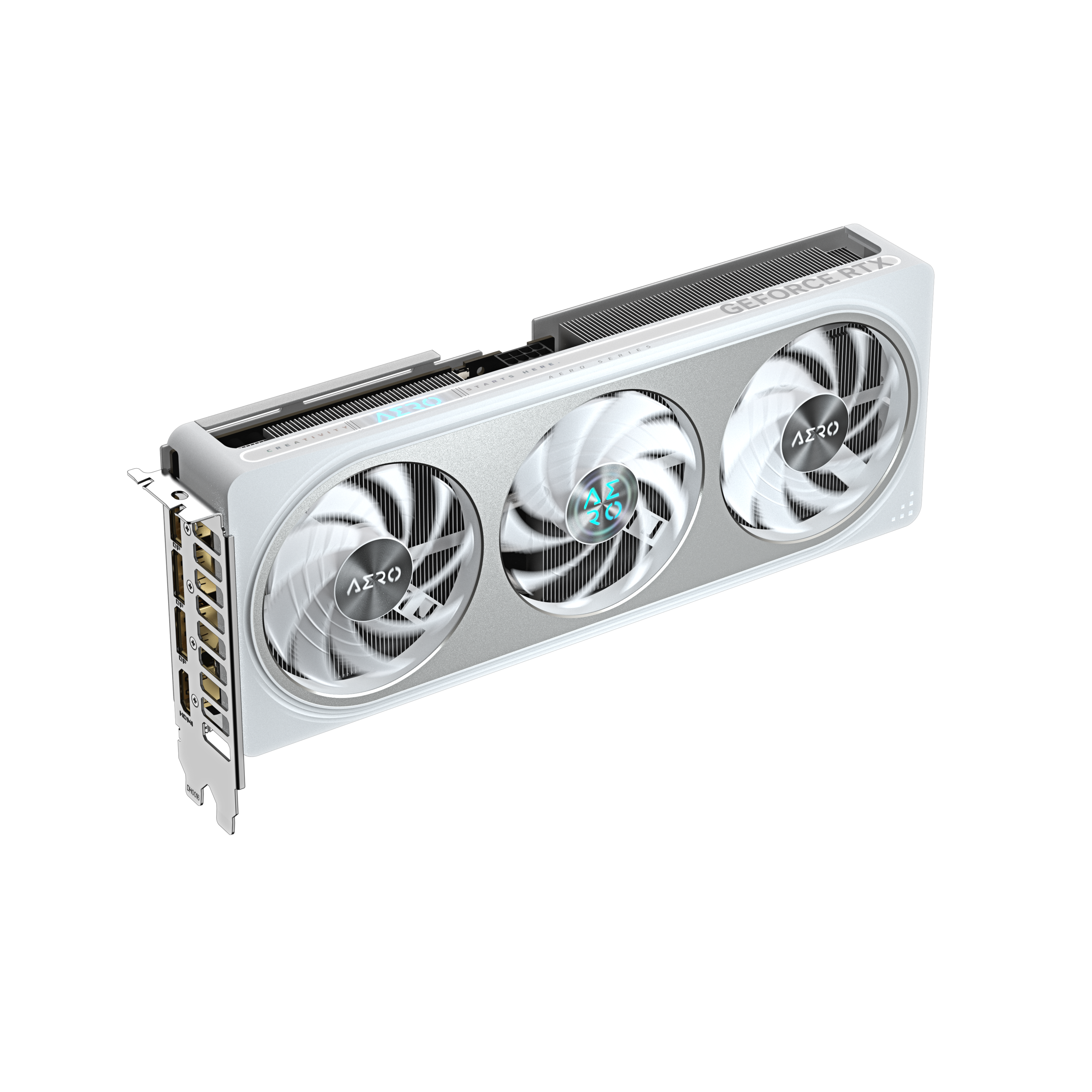 A large main feature product image of Gigabyte GeForce RTX 5060 Ti Aero White OC 16GB GDDR7