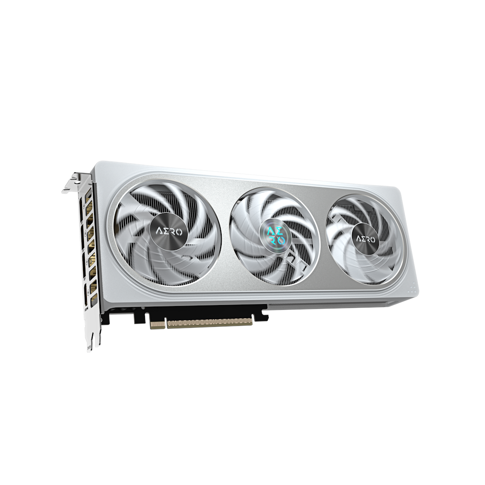 A large main feature product image of Gigabyte GeForce RTX 5060 Ti Aero White 8GB GDDR7